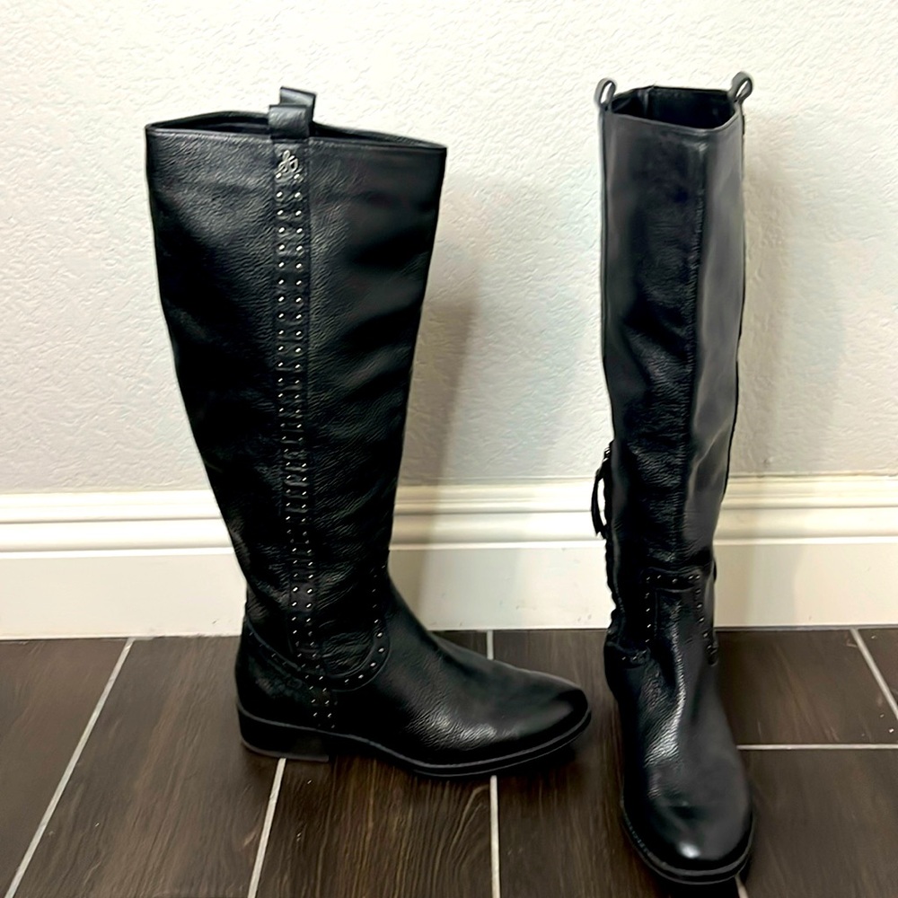 Sam Edelman Prina Black Leather Riding Boots Leather 7